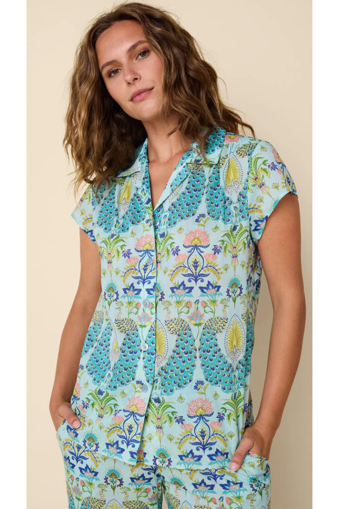Peacock Cotton Voile Capri Pajama Set | The Cat's Pajamas