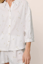 Eberjey Linen Blend Relaxed Short Summer Daisy White Peach Dust - detail