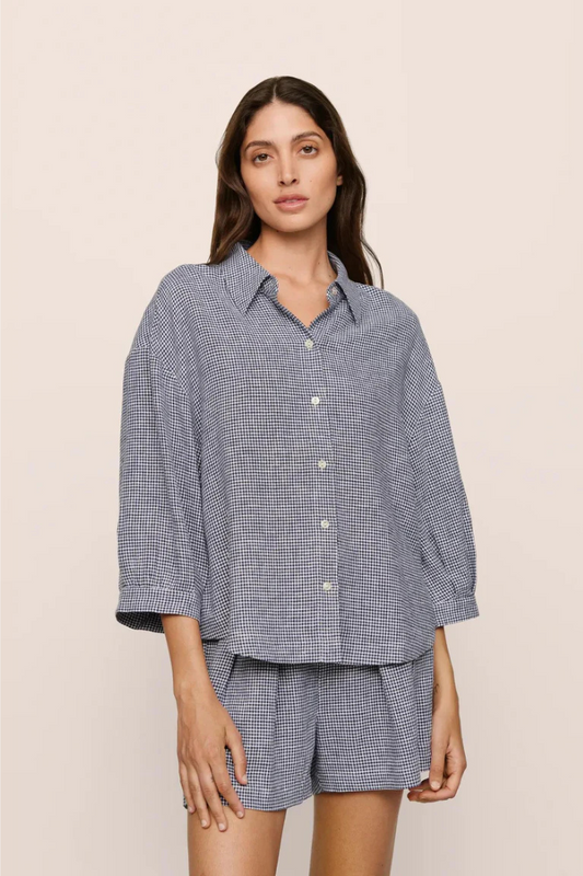 Linen Blend Relaxed Sleeve Top | Eberjey