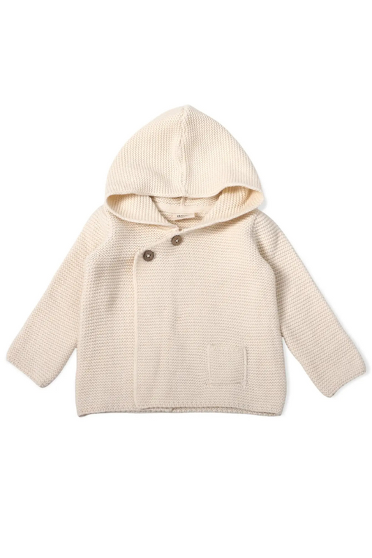 Milan Pastel Hooded Sweater Knit Baby Jacket (Organic Cotton