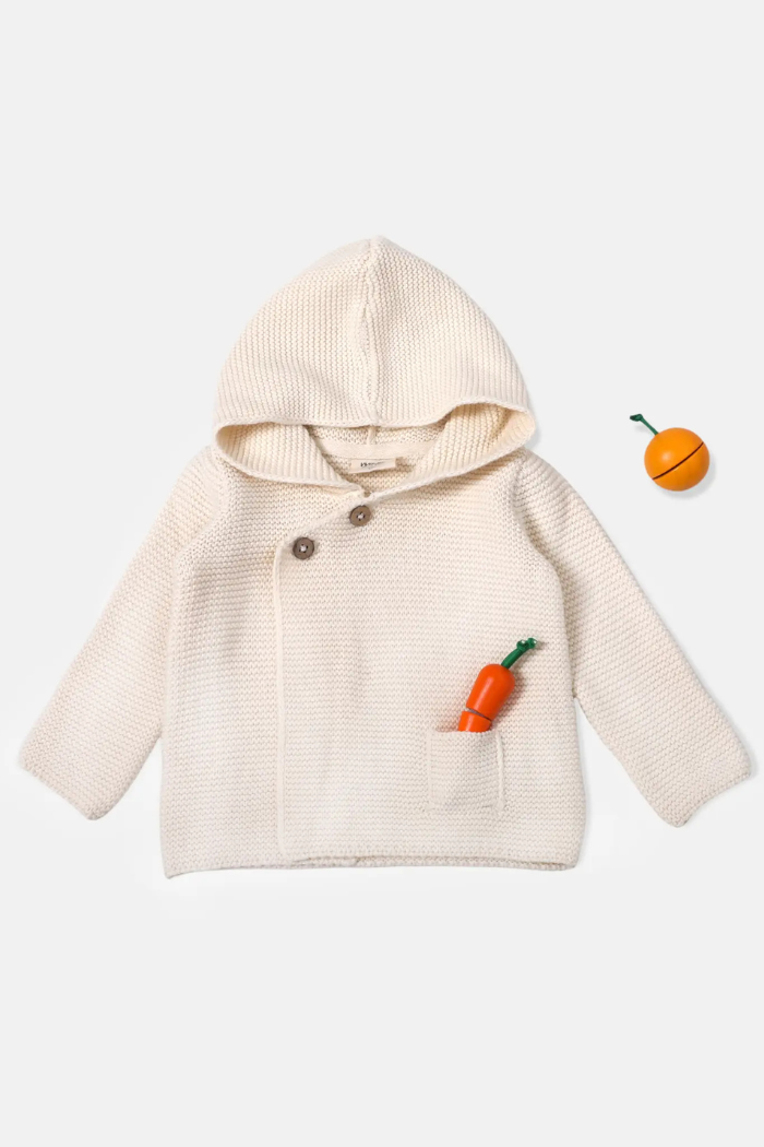 Milan Pastel Hooded Sweater Knit Baby Jacket (Organic Cotton