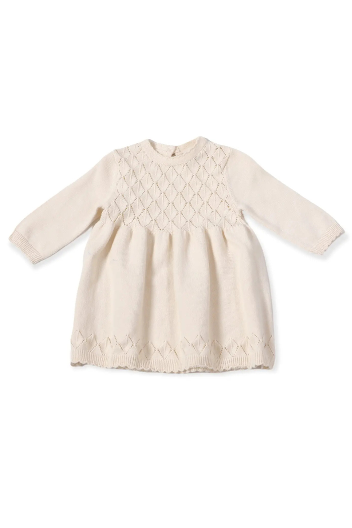 Organic Cotton Milan Pointelle Sweater Knit Baby Dress