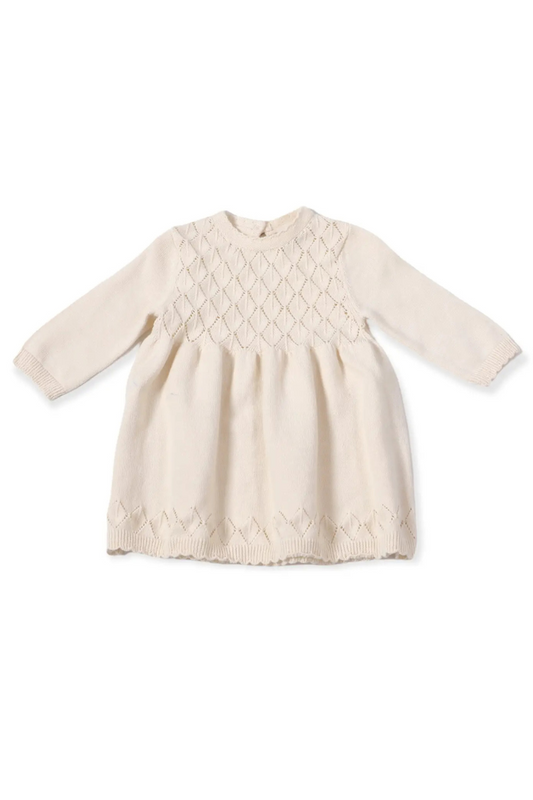 Organic Cotton Milan Pointelle Sweater Knit Baby Dress