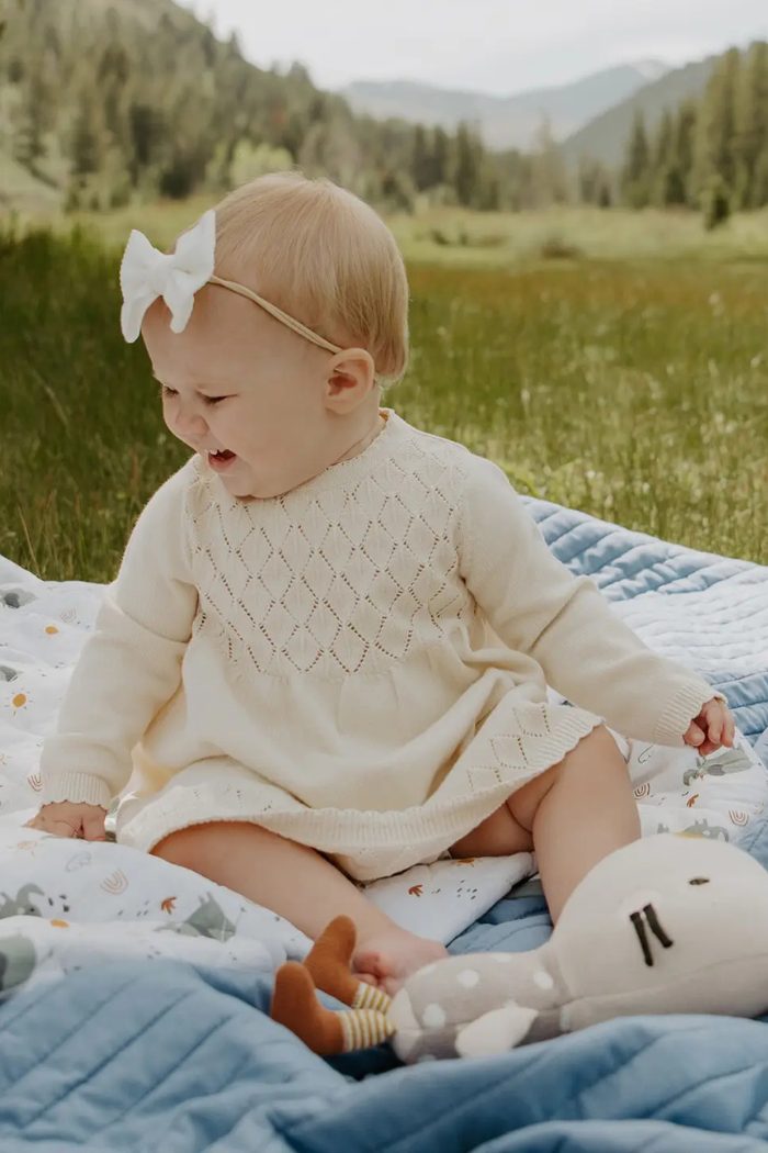 Organic Cotton Milan Pointelle Sweater Knit Baby Dress