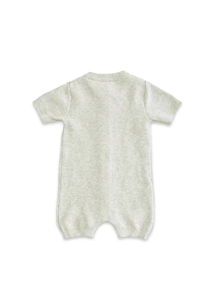 Stripe Knit Classic Button Baby Romper (Organic Cotton) | Viverano Organics