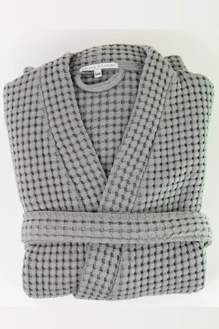 Turkish Cotton Waffle Robe Grey