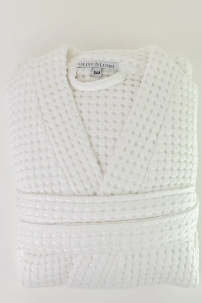 Turkish Cotton Waffle Robe White