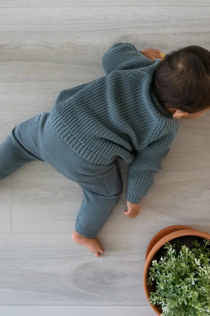 Shawl Collar Cable Knit Baby Cardigan Sweater / Pant Set (Organic)