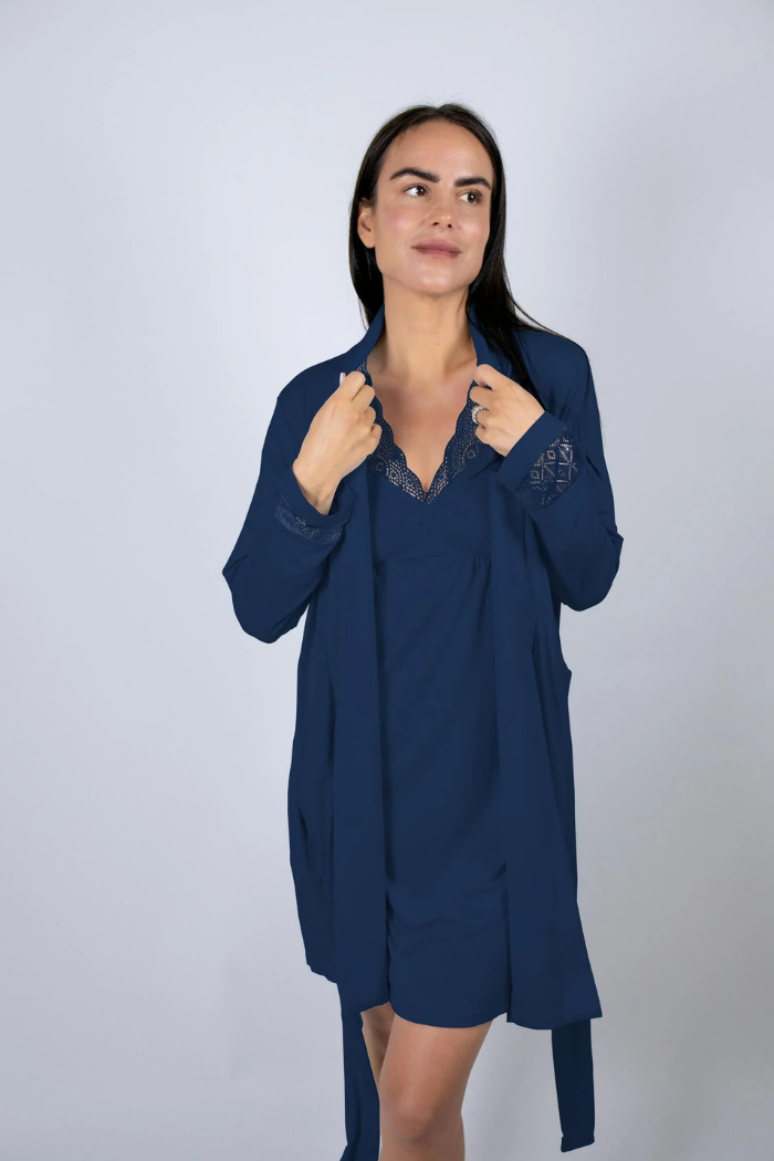 Navy Nora short robe