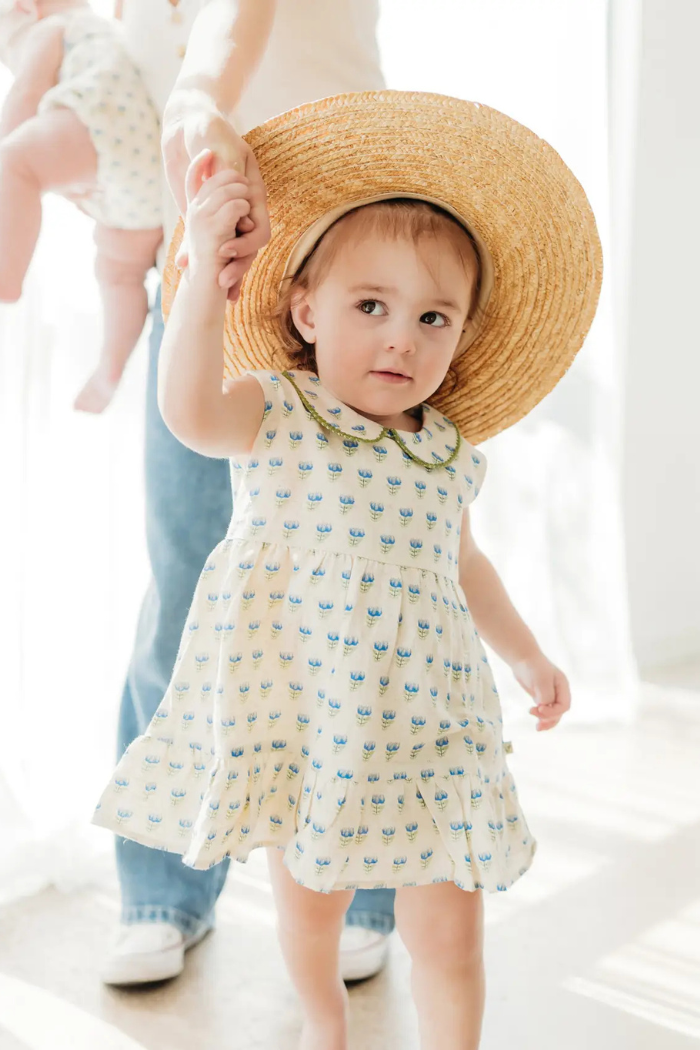 Harper Peter Pan Collar Floral Baby Flare Dress + Bloomer