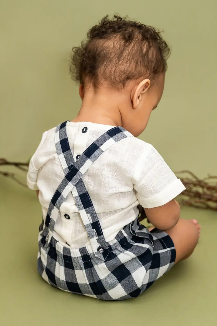 Raphael Checker Gingham Romper & Shirt Set (Organic Cotton) | Viverano Organics