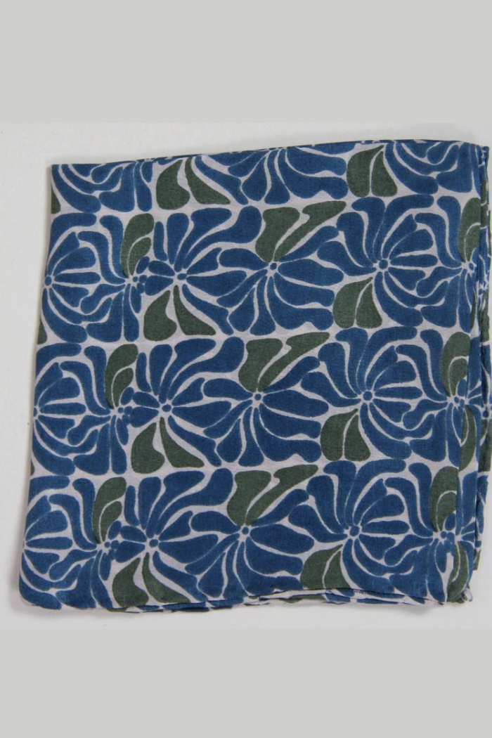 Plumeria Marine Navy Mini Silk Scarf | Les Belles Vagabondes
