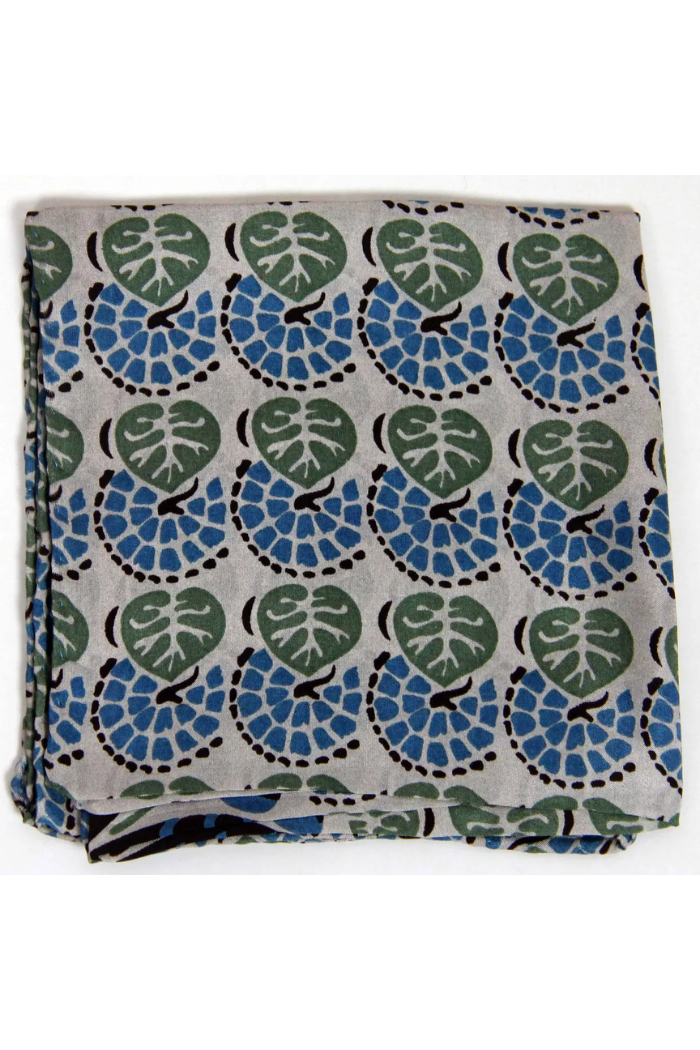 100 % Silk Square Silk Scarf /Volubile Khaki