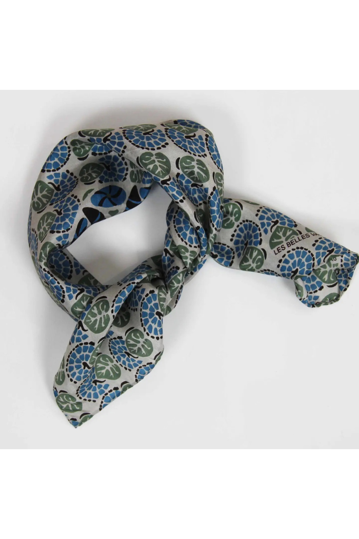 100 % Silk Square Silk Scarf /Volubile Khaki