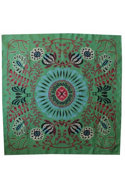 Marushka Green Mini Silk Scarf | Les Belles Vagabondes