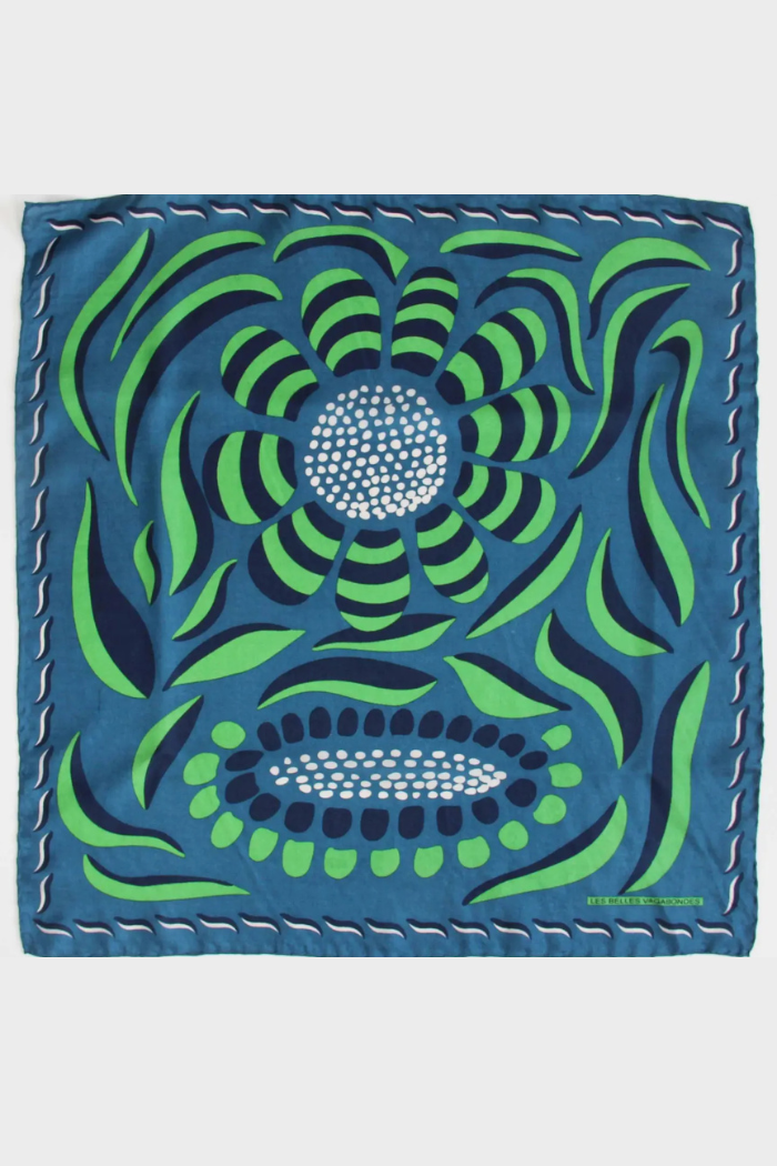 Forget-Me-Not Green Mini Silk Scarf | Les Belles Vagabondes