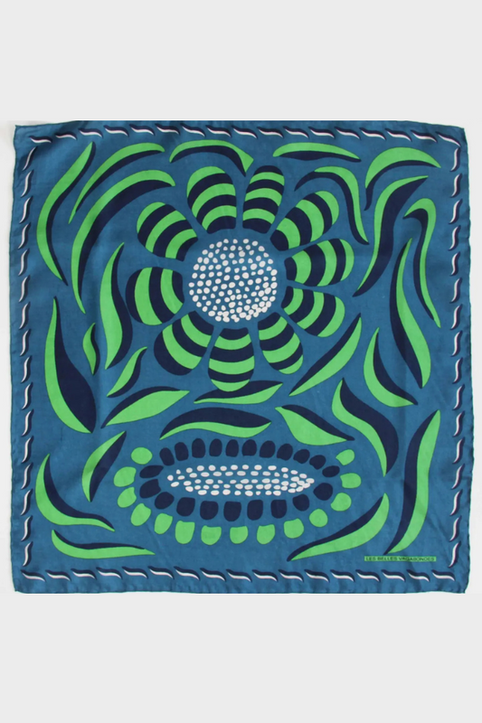 Forget-Me-Not Green Mini Silk Scarf | Les Belles Vagabondes