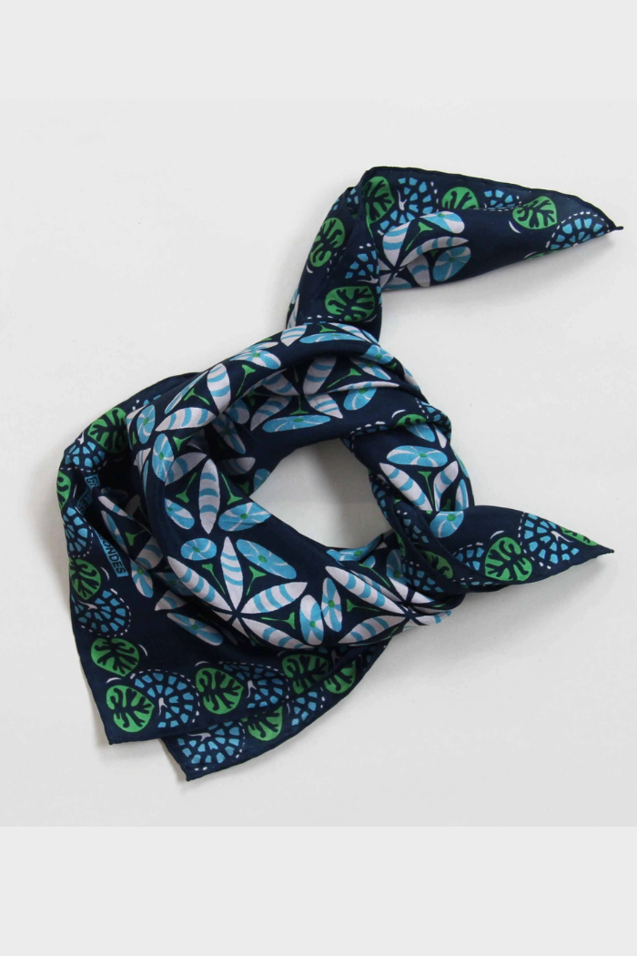 Idol Marine Navy Mini Silk Scarf | Les Belles Vagabondes