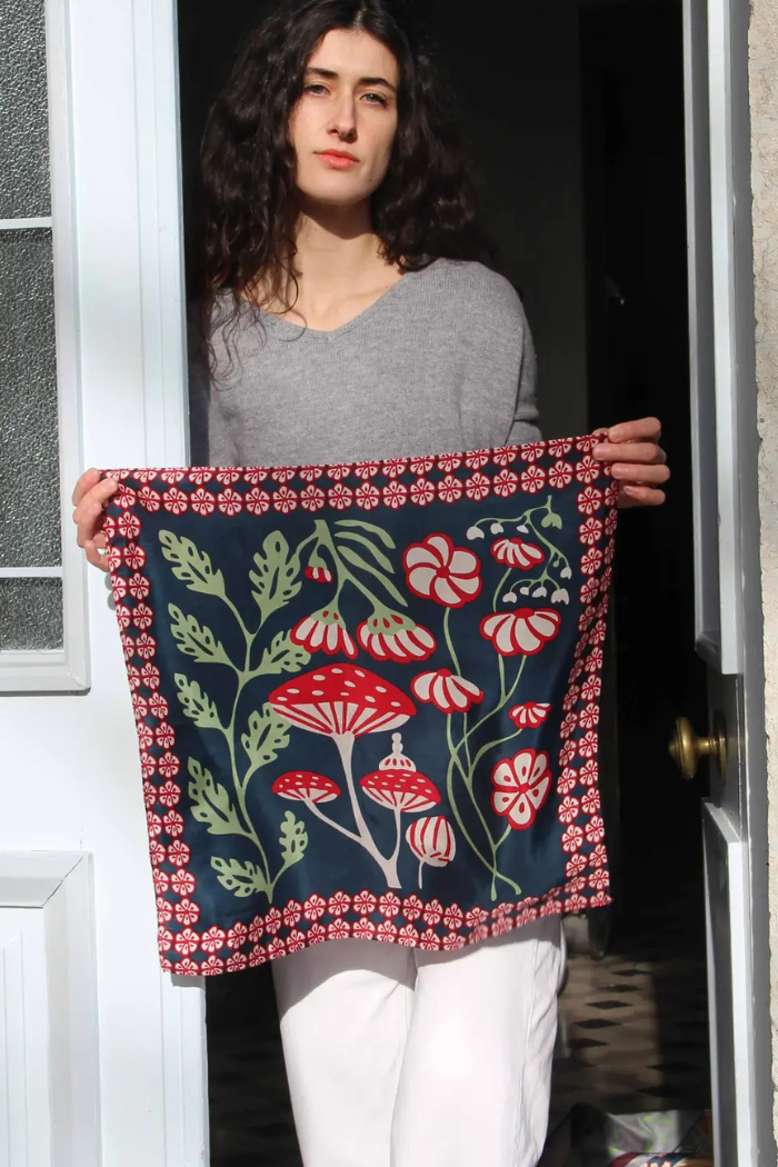 Alice Marine Navy Mini Silk Scarf | Les Belles Vagabondes