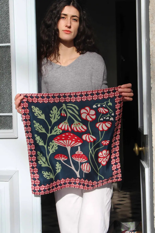Alice Marine Navy Mini Silk Scarf | Les Belles Vagabondes