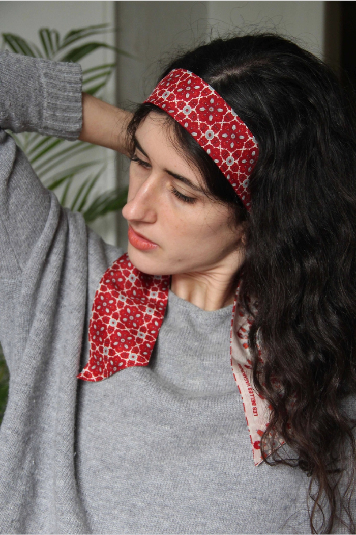 100% Silk Marrakech Rouge Red Headband