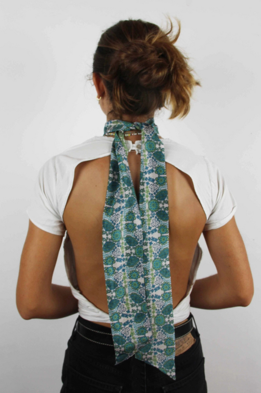 Morea Bleu Blue Silk Headband | Les Belles Vagabondes