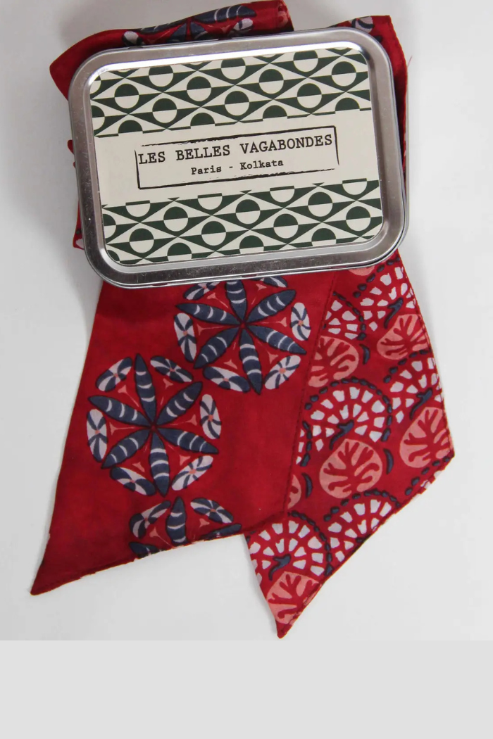 100% Silk Red Bindweed Headband