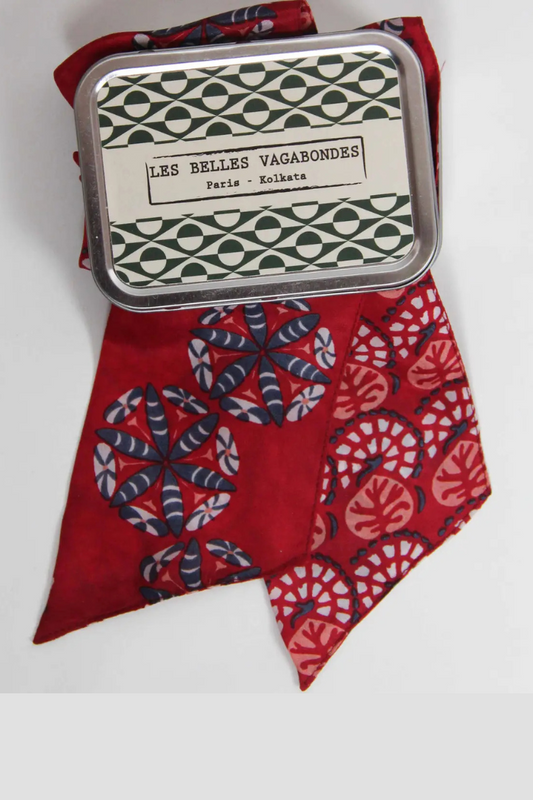 100% Silk Red Bindweed Headband