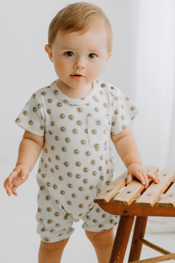 Organic Baby Short Sleeve Organic Romper | Sun Ray