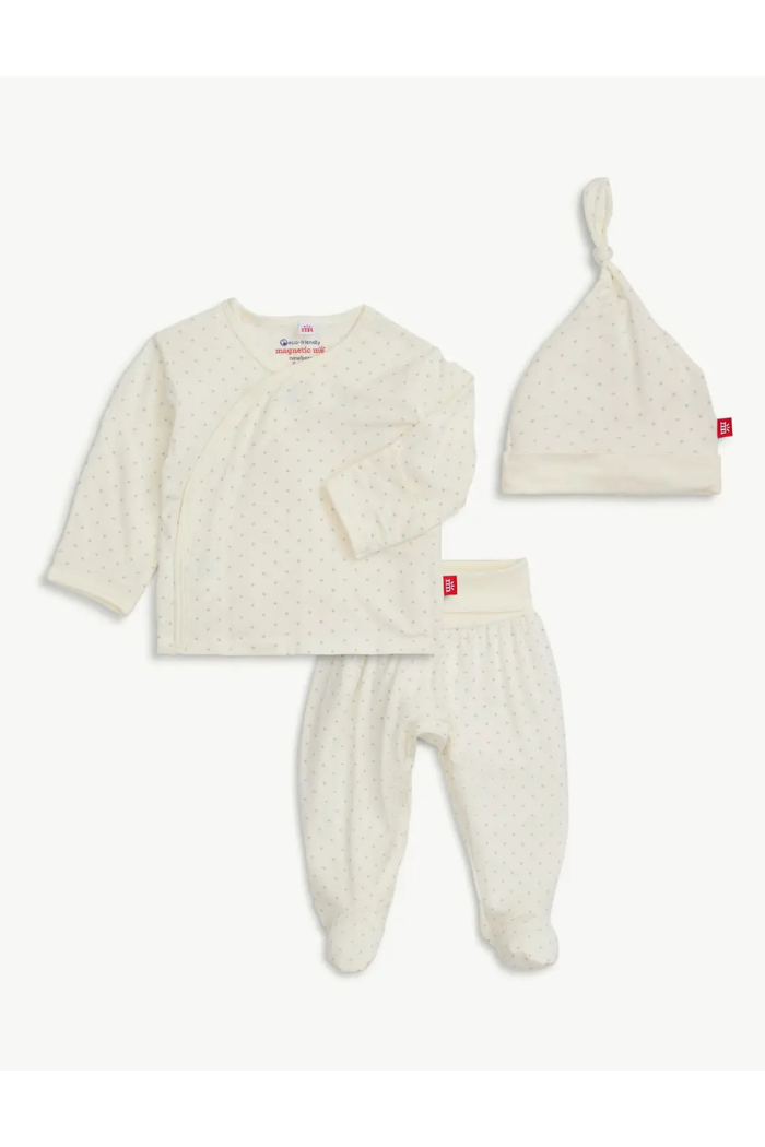 Pin Dot Cream Kimono Hat Set | Magnetic Me