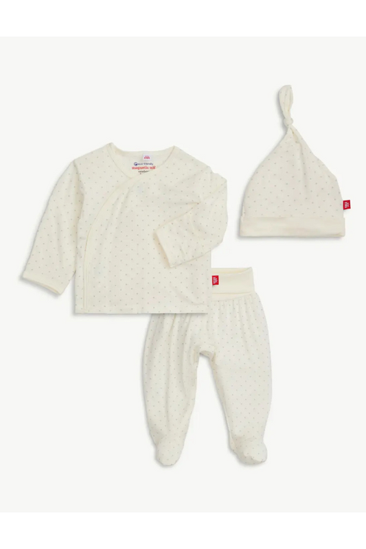 Pin Dot Cream Kimono Hat Set | Magnetic Me