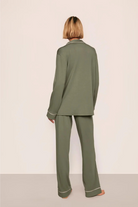 Eberjey Gisele TENCEL Modal Long PJ Set Smokey Olive Ivory - back