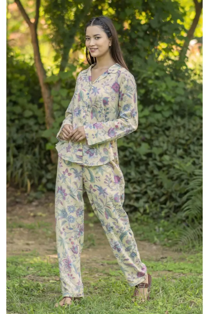 Wispy Weight Indian Cotton Long PJ Set