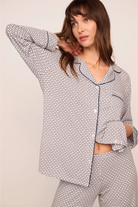 Eberjey Gisele Long PJ Set — Blue Geo Sphere detail