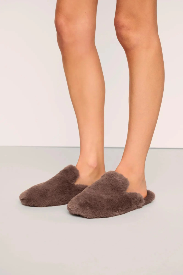 Eberjey Plush Slipper — Deep Taupe