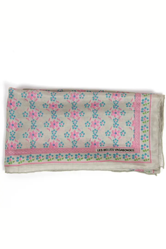 Natasha Rose Fuchsia Mini Silk Scarf | Les Belles Vagabondes