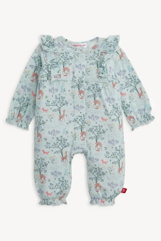 Love You Deerly Modal Ruffle Romper / Eco friendly