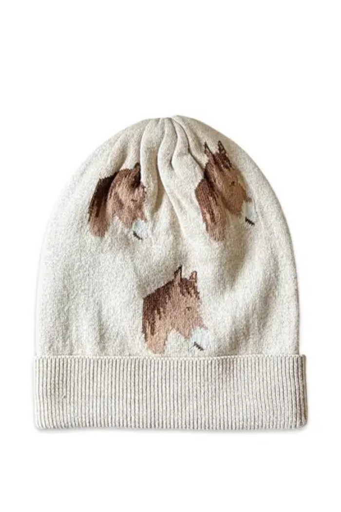 Horse Sweater Knit Round Baby Beanie Cap (Organic Cotton)