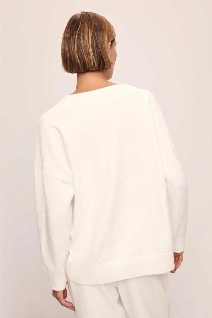 Recycled Boucle V Neck Sweater | Eberjey