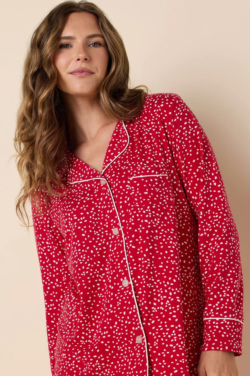 Confetti Dot Pima Knit Pajama (Red) | The Cat's Pajamas