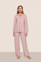 Eberjey Gisele Long PJ Set — Red Stripes back