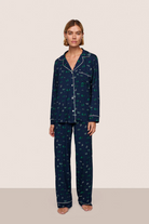 Eberjey Gisele Long PJ Set — Forest Pine/Ivory/Navy