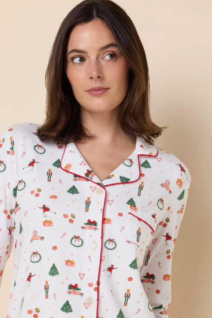 Vintage Christmas Pima Knit Long Pajama Set | The Cat's Pajamas