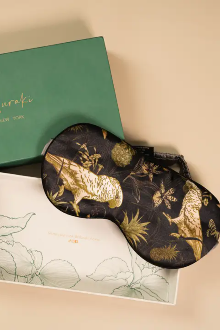 Silk Parrot Print Sleep Mask