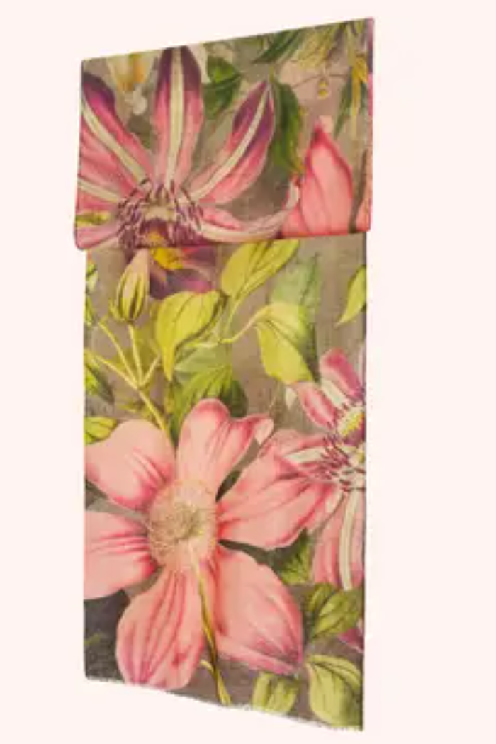 Wool Wrap Botany Bliss in Charcoal Scarf PINK / flwrs