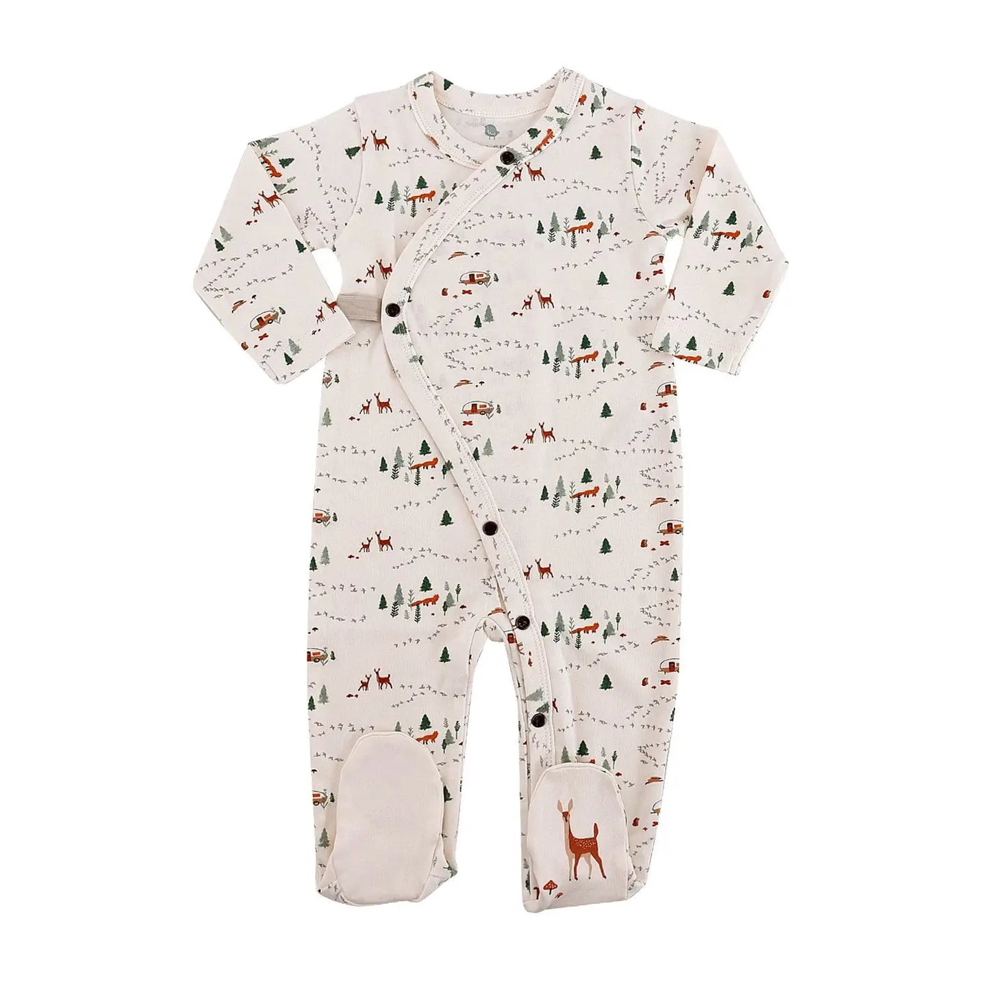 Baby One-Piece Footed Sleeper - Woodland Deer Print