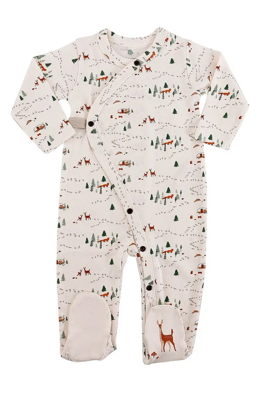 Baby One-Piece Footed Sleeper - Woodland Deer Print