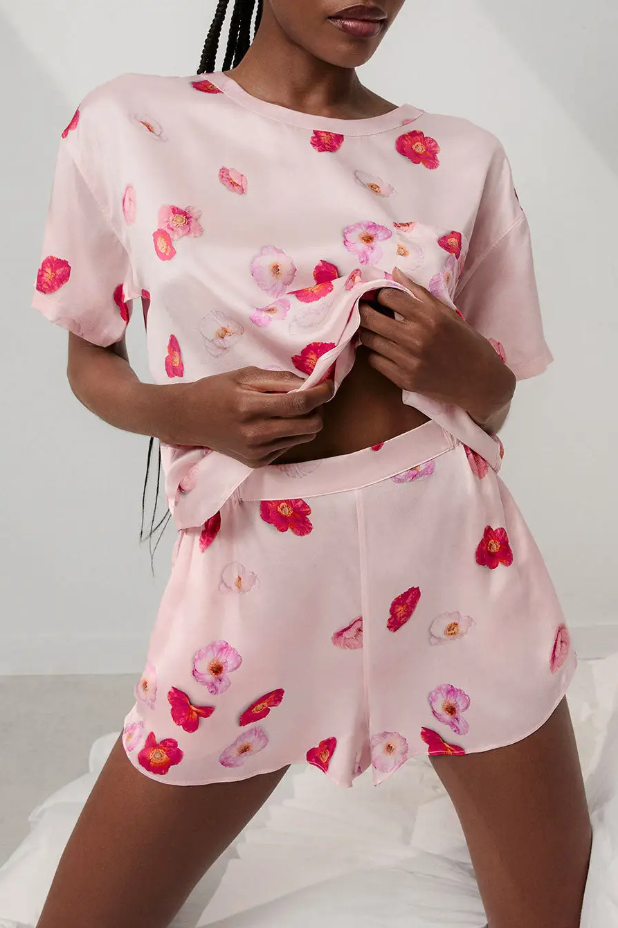 Floral Satin Short Sleep Set