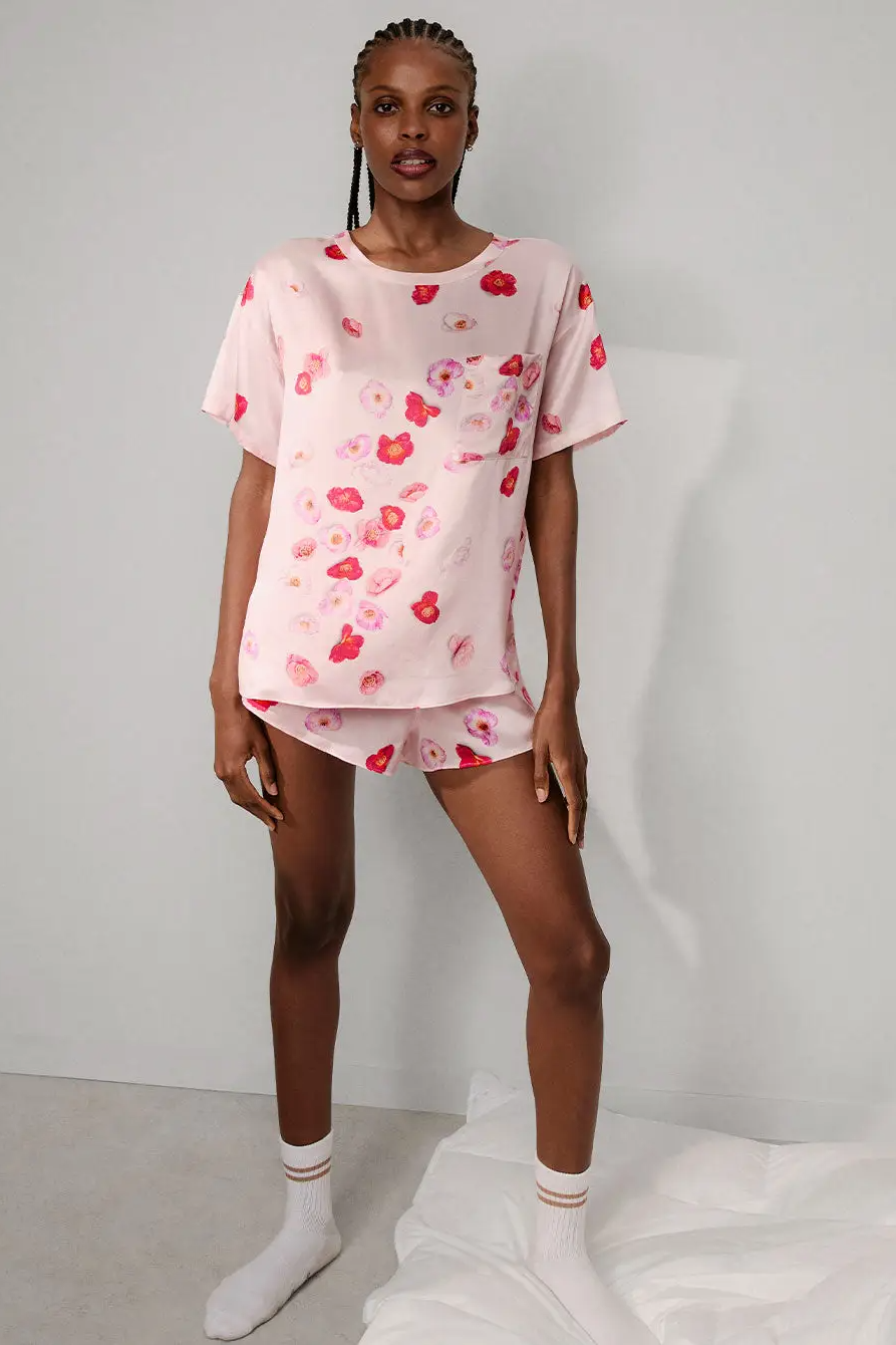 Floral Satin Short Sleep Set