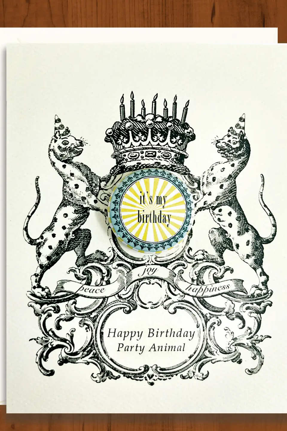 Happy Birthday Party Animal Card with Removable Pin